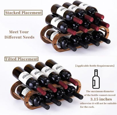 Acacia hecha a mano 2 Tier Wine Rack y organizador de botellas de agua para el gabinete pedido personalizado