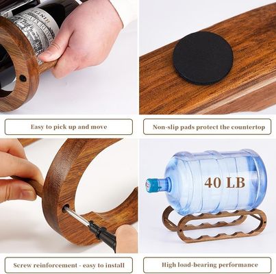 Acacia hecha a mano 2 Tier Wine Rack y organizador de botellas de agua para el gabinete pedido personalizado