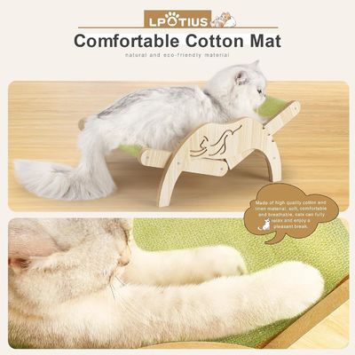 202407 Sillón para gatos acogedor interior silla de gato de madera ajustable con impresión con grabado láser