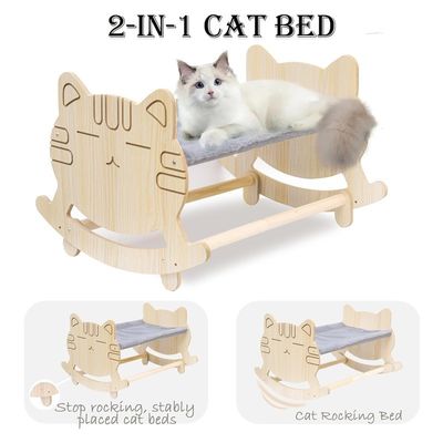 Hamaca para gatos con dos tapas extraíbles y marco de madera elevado Logotipo personalizado aceptable