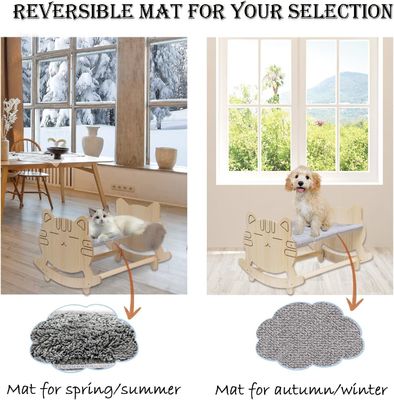 Hamaca para gatos con dos tapas extraíbles y marco de madera elevado Logotipo personalizado aceptable