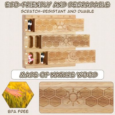 Compacto de madera organizador de píldoras semanales soporte distribuidor diario de píldoras clasificador de píldoras recipientes