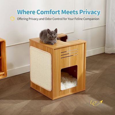 Gatos de interior Casa de gatos grande con raspadora Logotipo personalizado Acceptable madera sólida