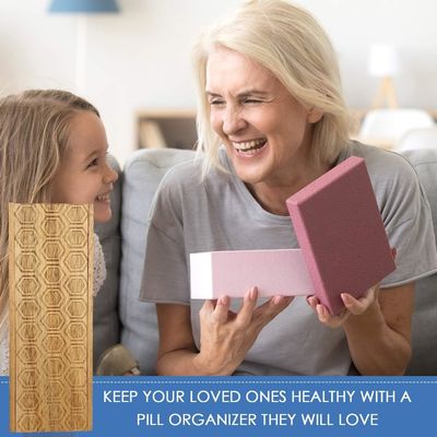 Acacia madera 7 días semanales de píldoras caja de píldoras organizador para vitaminas suplementos diarios de píldoras contenedor