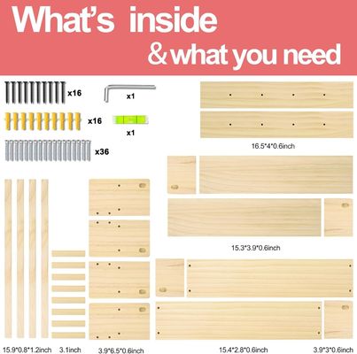 Hooks de madera Estante de libros de madera natural Estantes montados en la pared para el almacenamiento de decoración de la guardería