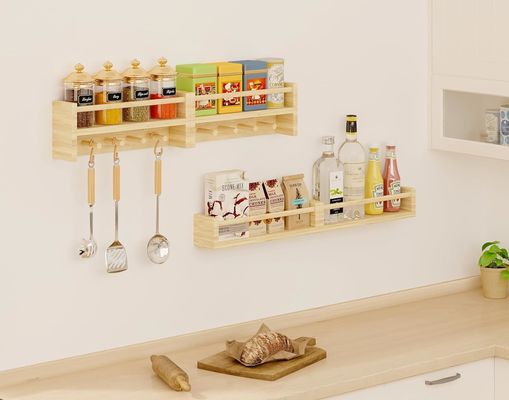 Hooks de madera Estante de libros de madera natural Estantes montados en la pared para el almacenamiento de decoración de la guardería