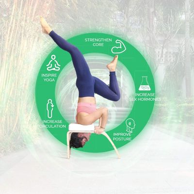 Entrenamiento de equilibrio Yoga Banco de inversión Estilo rústico con material de madera y apoyo de cabeza