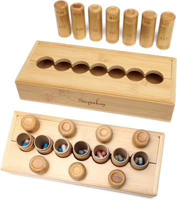 Cuerpo de píldoras de diseño ecológico para vitaminas píldoras y suplementos en caja de bambú