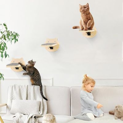 Entrenamiento de perros 3-packs Repisas de escalada para gatos Montado en la pared Pisos de pared para gatos con raspadora