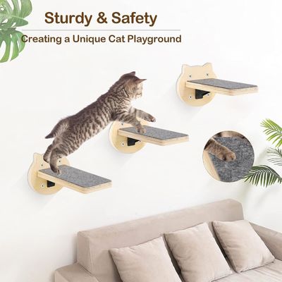 Entrenamiento de perros 3-packs Repisas de escalada para gatos Montado en la pared Pisos de pared para gatos con raspadora