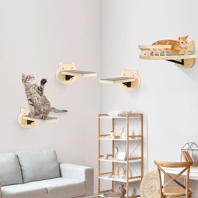 Entrenamiento de perros 3-packs Repisas de escalada para gatos Montado en la pared Pisos de pared para gatos con raspadora