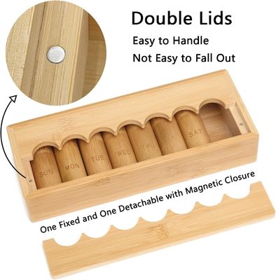 Cuerpo de píldoras de diseño ecológico para vitaminas píldoras y suplementos en caja de bambú