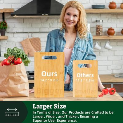 Tabla de corte de bambú personalizada con mango y función de preservación de aceite sostenible