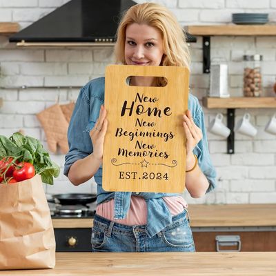 Tabla de corte de bambú personalizada con mango y función de preservación de aceite sostenible