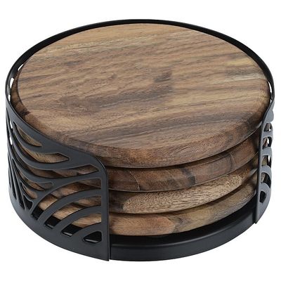 Cuatro piezas sostenibles de madera de acacia, adaptadas para tazas de té, absorbentes de agua.