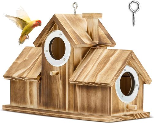 Logotipo personalizado Logotipo aceptable Casa de pájaros de madera natural para jardín patio trasero patio