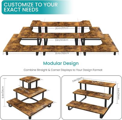 Display de 3 pasos de madera para todas las estaciones de temporada, con montador de montura, para el comercio minorista
