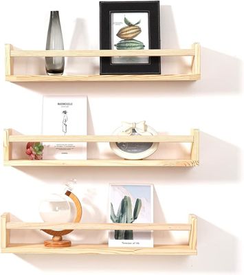 Color personalizado de madera sólida porta almacenamiento estanterías Estante de pared de madera para decoraciones de libros