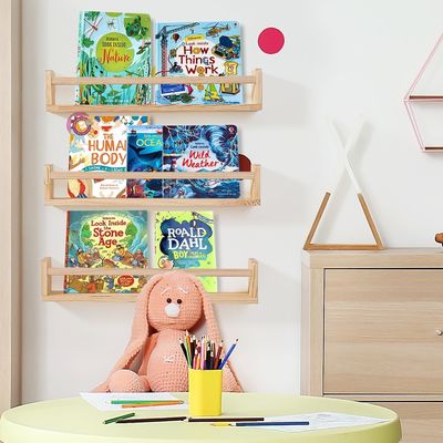 Color personalizado de madera sólida porta almacenamiento estanterías Estante de pared de madera para decoraciones de libros