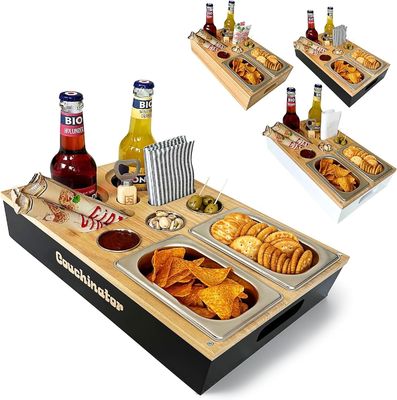 2 cuencos de bocadillos 3 cuencos de inmersión 2 cuencas de agua organizador de botellas soporte de botellas sofá mayordomo bandeja de servicio bandeja de sofá