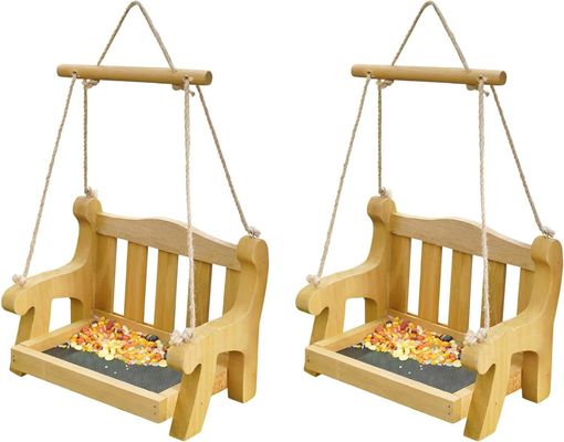 Sillón de balanceo ecológico Alimentos para aves para colgar en el exterior Conjunto de 2 bancos de madera en forma