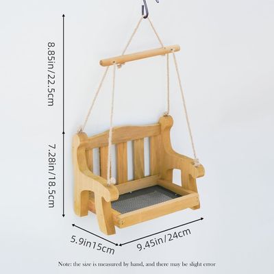 Sillón de balanceo ecológico Alimentos para aves para colgar en el exterior Conjunto de 2 bancos de madera en forma