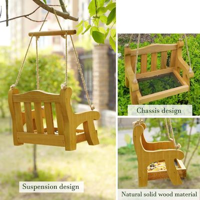 Sillón de balanceo ecológico Alimentos para aves para colgar en el exterior Conjunto de 2 bancos de madera en forma