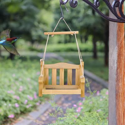 Sillón de balanceo ecológico Alimentos para aves para colgar en el exterior Conjunto de 2 bancos de madera en forma