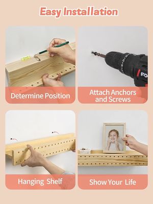 Estante de pared de madera natural de bricolaje Estantes de pared modernos Estantes de montaje OEM Estante de libros