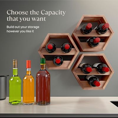 3 botellas de Acacia Wine Bottle Holder Estilizado almacenamiento de vino en casa Pedido personalizado aceptado
