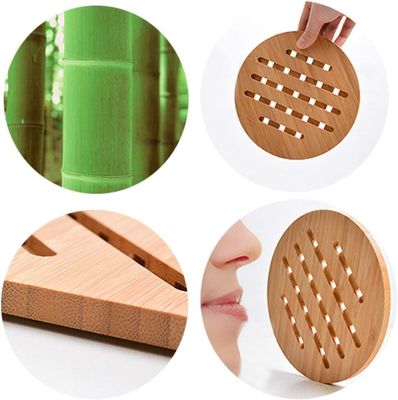 Estilo de diseño Clásico Pads calientes de bambú Trivet Mat natural de bambú para platos calientes
