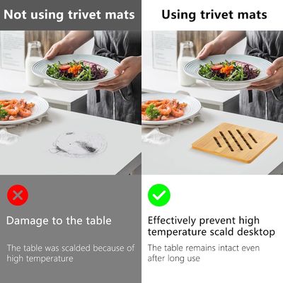 Estilo de diseño Clásico Pads calientes de bambú Trivet Mat natural de bambú para platos calientes