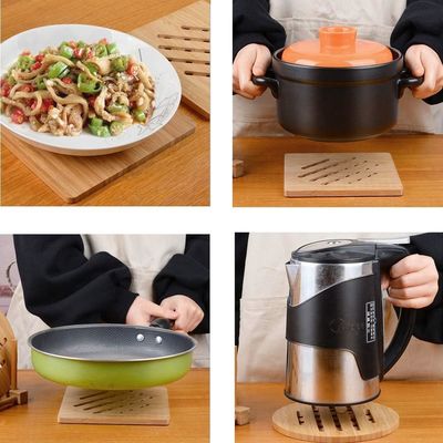 Estilo de diseño Clásico Pads calientes de bambú Trivet Mat natural de bambú para platos calientes