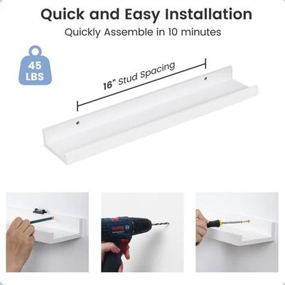 Muebles de sala de estar 2 piezas estanterías flotantes de madera sólida para pantalla de pared minimalista