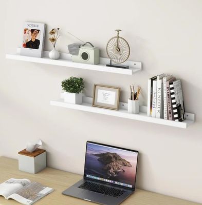 Muebles de sala de estar 2 piezas estanterías flotantes de madera sólida para pantalla de pared minimalista