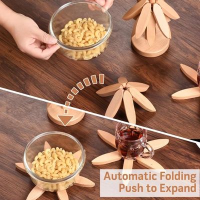 Capa de madera de haya impresa con pantalla de seda y soporte para platos calientes Conjunto de alfombras en forma de árbol