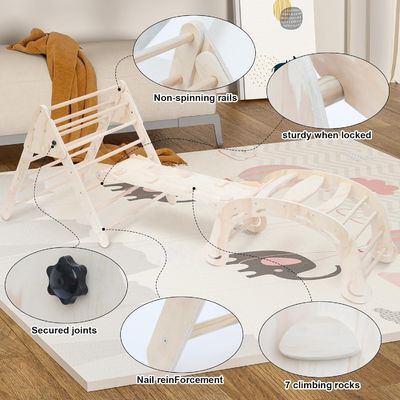 Diseño funcional Conjunto de toboganes de escalada de triángulo plegable multifunción para entrenamiento de equilibrio
