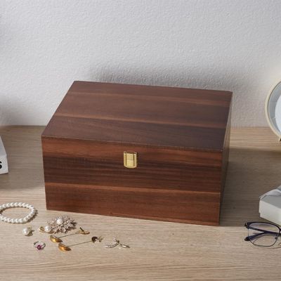 Impresión Manipulación Laminado Brillante Caja de almacenamiento de madera con tapa competitivo 11x 8.9x4.9