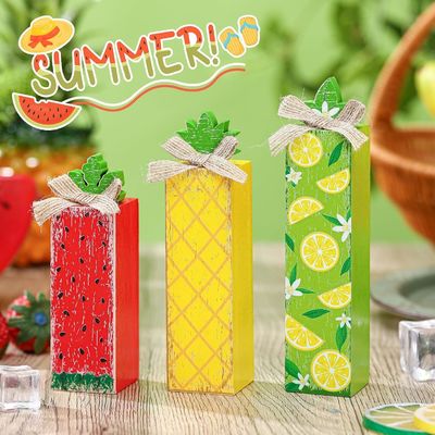 Tabla de madera de verano Bloqueo de la señal de la bandeja de limón de escalones Decoración de la decoración del hogar de madera Laser grabado