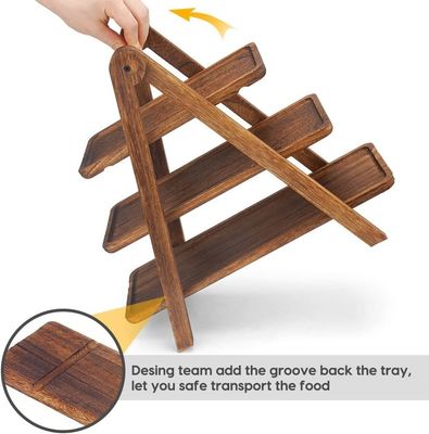 Acceptado de madera personalizada de 3 niveles de servir bandeja de tres niveles de cupcake para tiendas de regalos