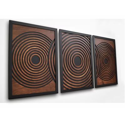 Supermercado debe tener un conjunto de 3 grandes paneles de arte de pared de madera enmarcada texturizada geométrica