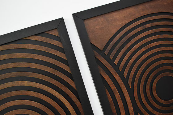 Supermercado debe tener un conjunto de 3 grandes paneles de arte de pared de madera enmarcada texturizada geométrica