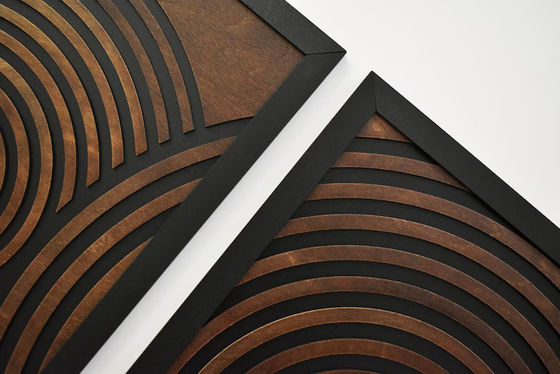 Supermercado debe tener un conjunto de 3 grandes paneles de arte de pared de madera enmarcada texturizada geométrica