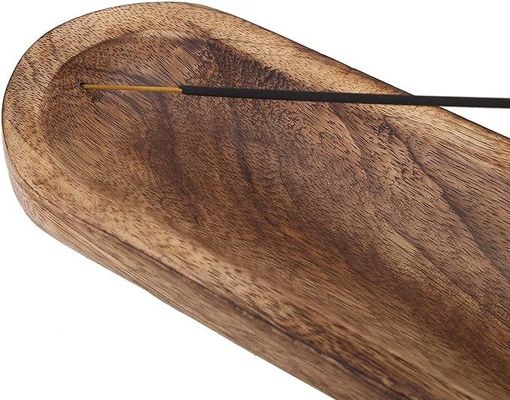 Regalo artesanía de madera marrón incenso quemador palo porta bandeja para decoración de la sala de fragancias