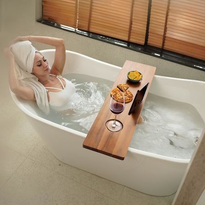 Cubo de baño sostenible Caddy Tray Anti-Tipping Cubo de baño grande Tray para accesorios de madera