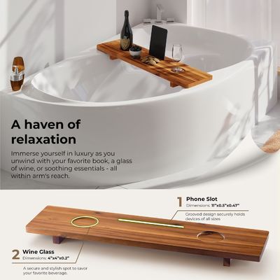Cubo de baño sostenible Caddy Tray Anti-Tipping Cubo de baño grande Tray para accesorios de madera