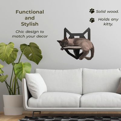 Función Ahorrar espacio Estante para gatos montado en la pared con estanterías Perchas y cama colgante