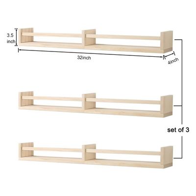Estante colgante de pared Conjunto de 3 estanterías flotantes de madera para decoración y almacenamiento de la habitación de los niños