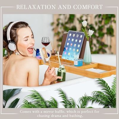 Cadilla de la bañera de madera expandible con portalibres y porta teléfonos Logotipo personalizado aceptable