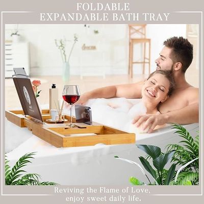 Cadilla de la bañera de madera expandible con portalibres y porta teléfonos Logotipo personalizado aceptable